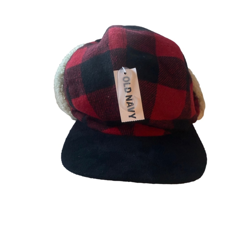 NWT Men’s Winter Red Buffalo Plaid Sherpa ear flap Hat size L/XL